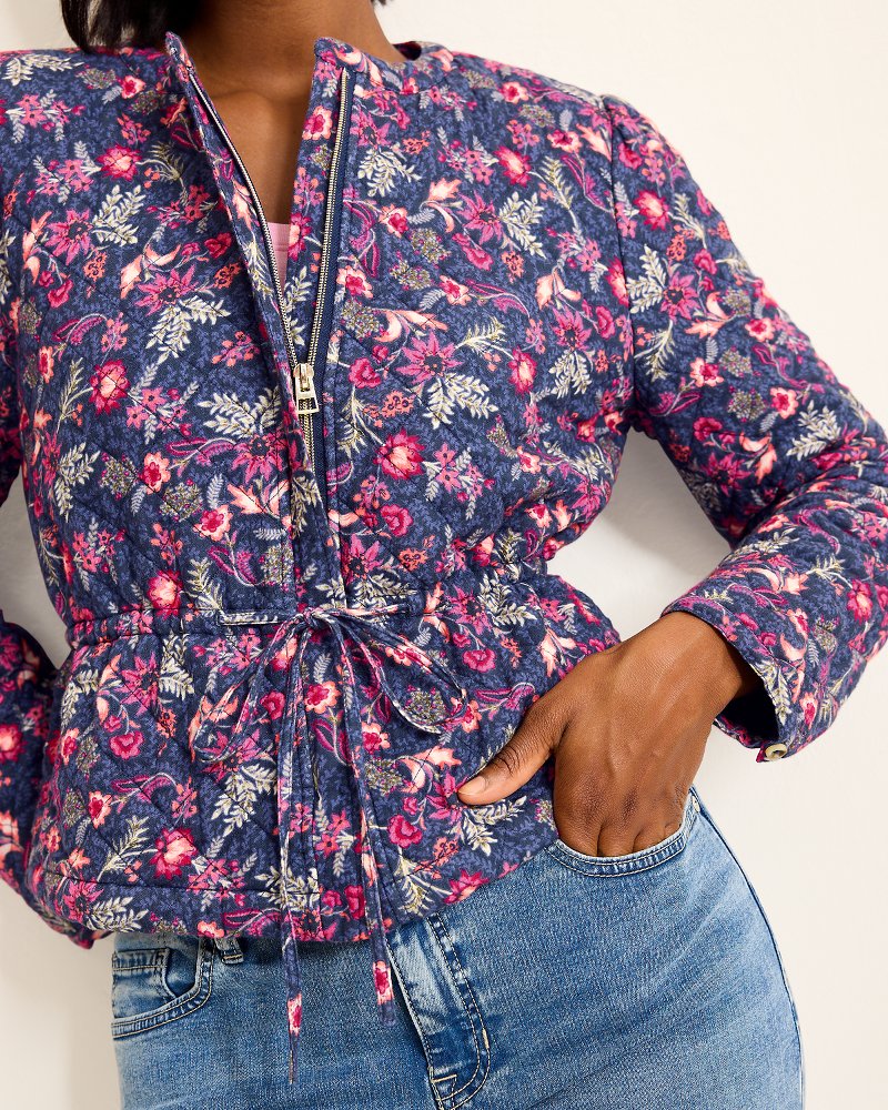 Tommy Bahama | Sweeping Floral Quilted Jacket / Island Navy