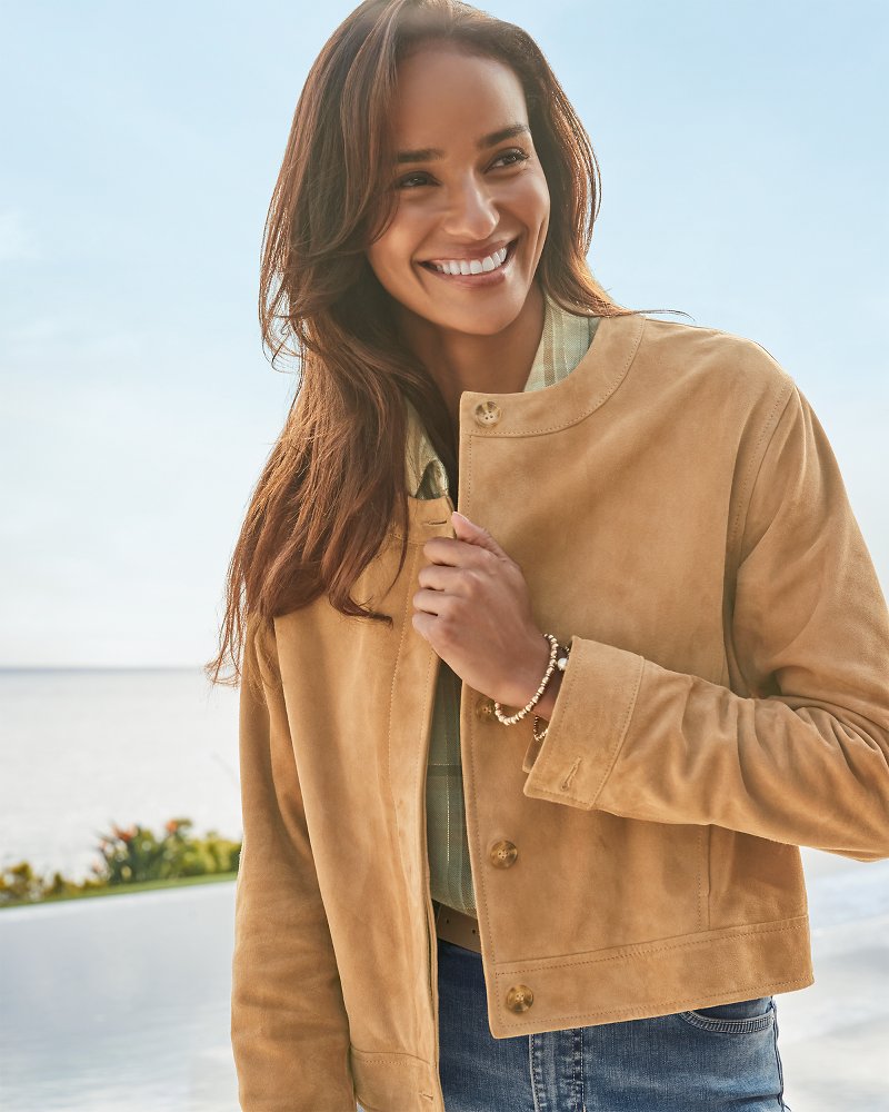 Tommy Bahama | Cropped Suede Jacket / Cafe Au Lait