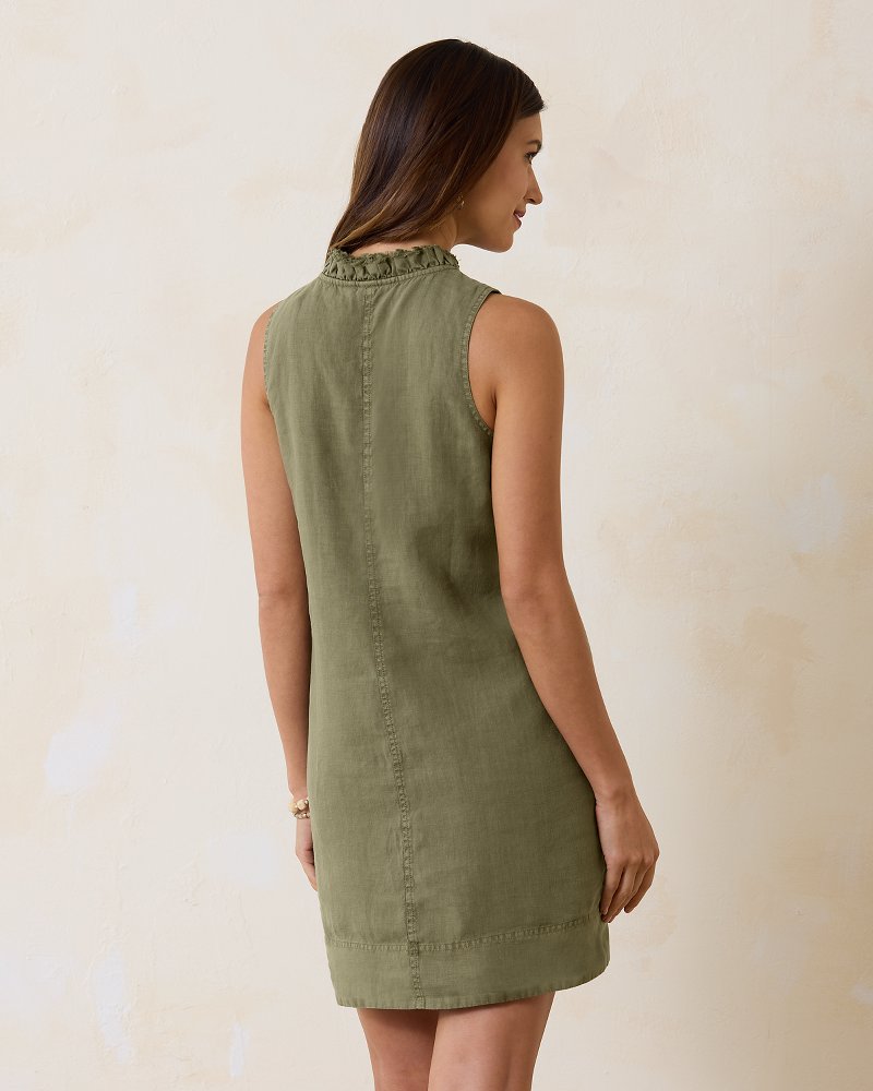 Tommy Bahama | Two Palms Double-Ruffle Linen Dress / Tea Leaf