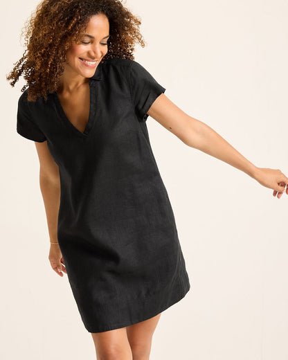 Tommy Bahama | Two Palms Short-Sleeve Linen Collared Dress / Black