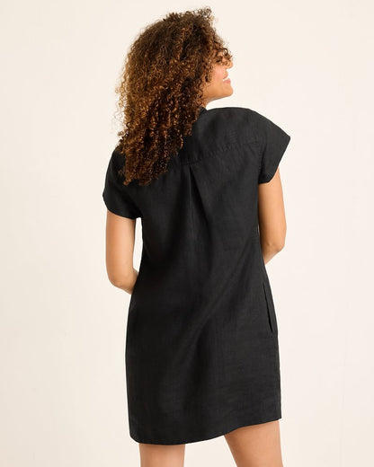 Tommy Bahama | Two Palms Short-Sleeve Linen Collared Dress / Black