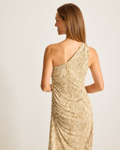 Tommy Bahama | Playa Python Maxi One-Shoulder Dress / Travertine
