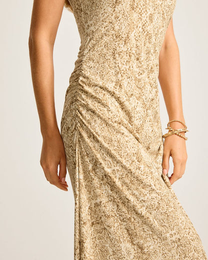 Tommy Bahama | Playa Python Maxi One-Shoulder Dress / Travertine