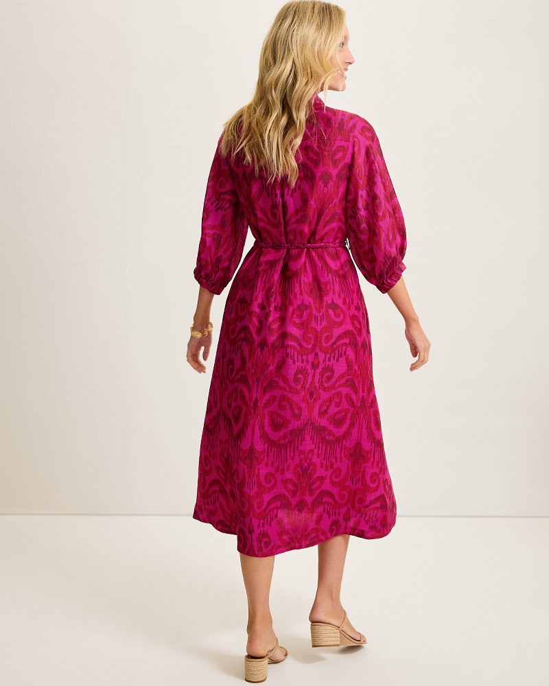 Tommy Bahama | Seaside Ikat Midi Shirt Dress / Pink Papaya