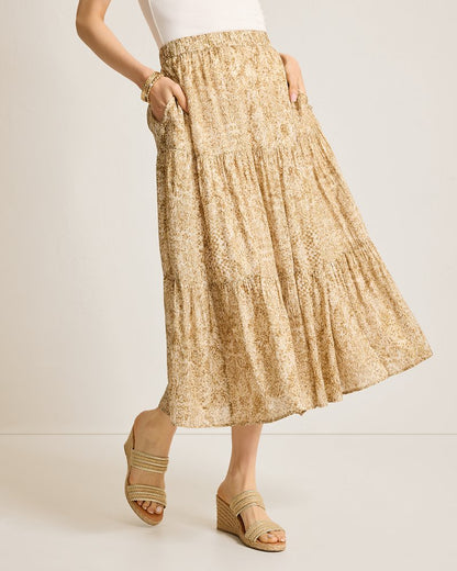 Tommy Bahama | Playa Python Shimmer Midi Skirt / Travertine