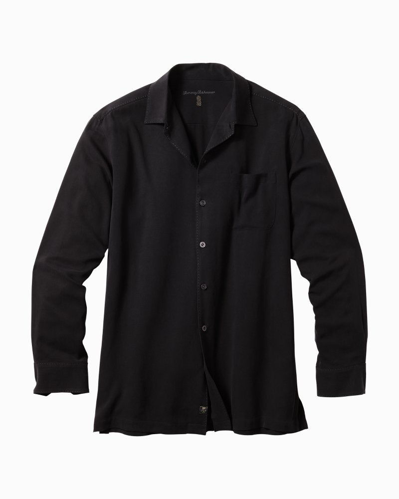 Tommy Bahama | Catalina Twill Long-Sleeve Silk Shirt / Black