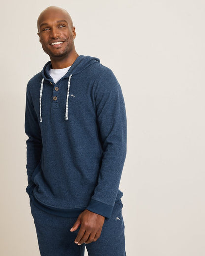 Tommy Bahama | Big & Tall Textured Twill Stripe Hoodie / Dark Moonlight