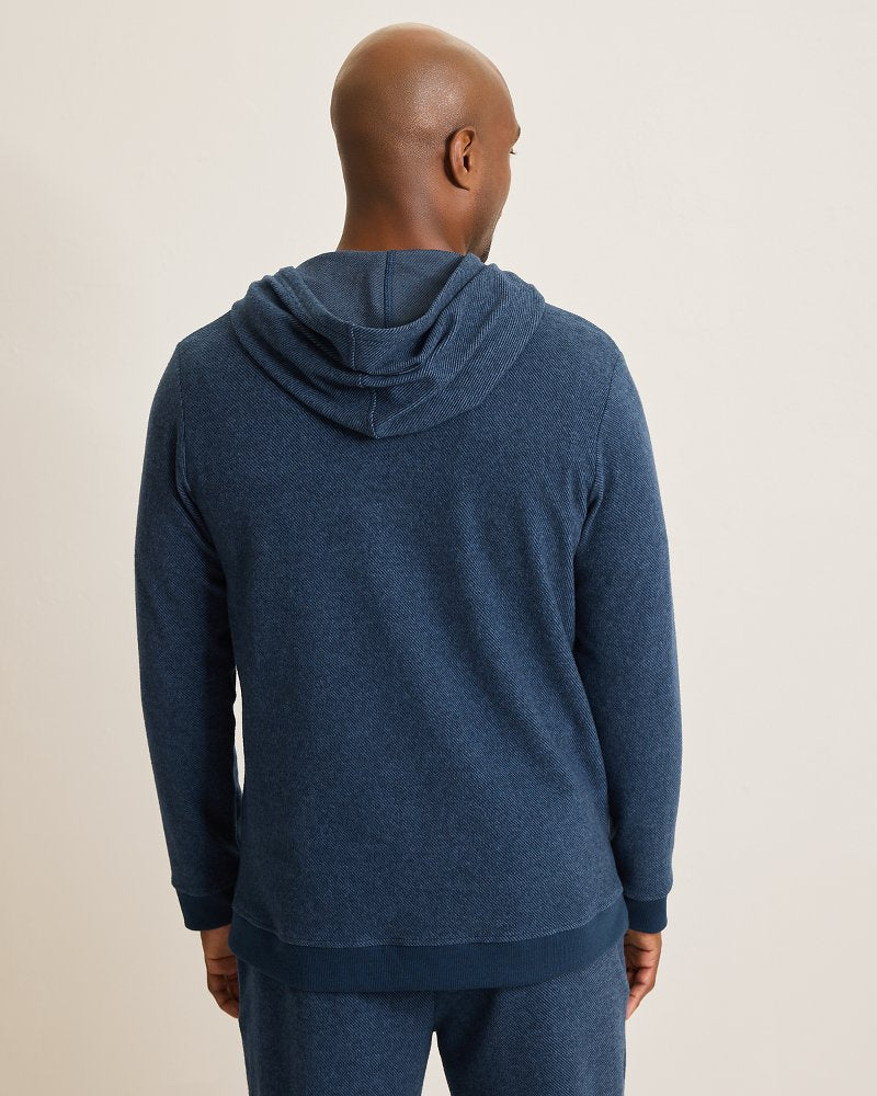 Tommy Bahama | Big & Tall Textured Twill Stripe Hoodie / Dark Moonlight