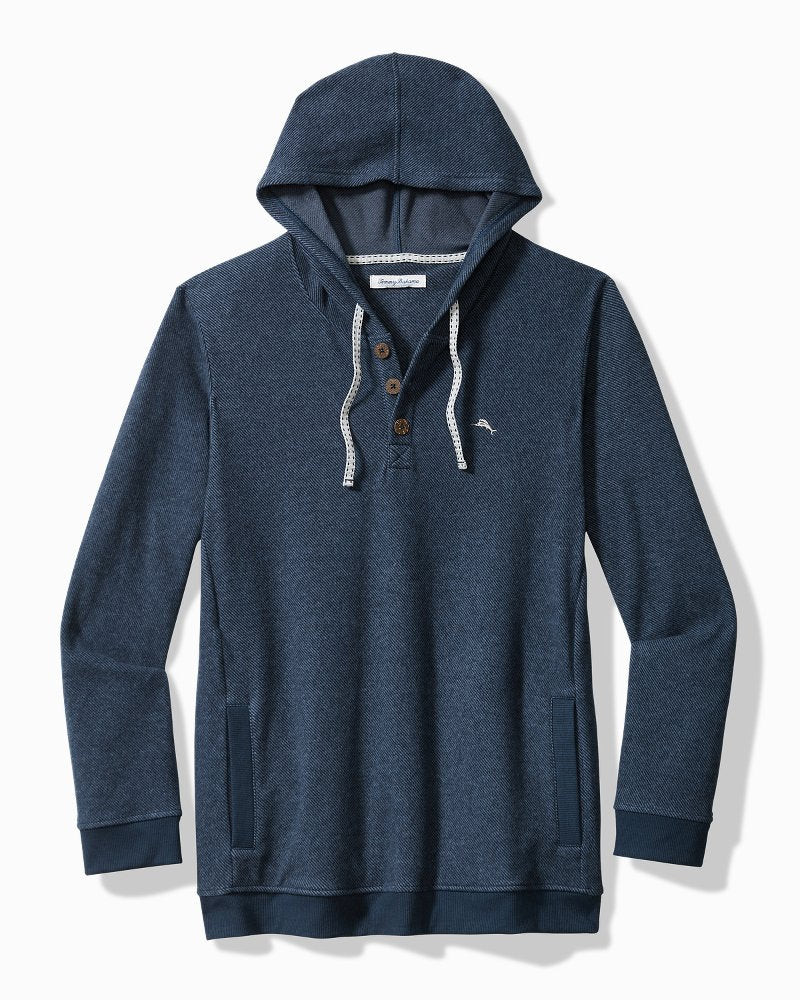 Tommy Bahama | Big & Tall Textured Twill Stripe Hoodie / Dark Moonlight