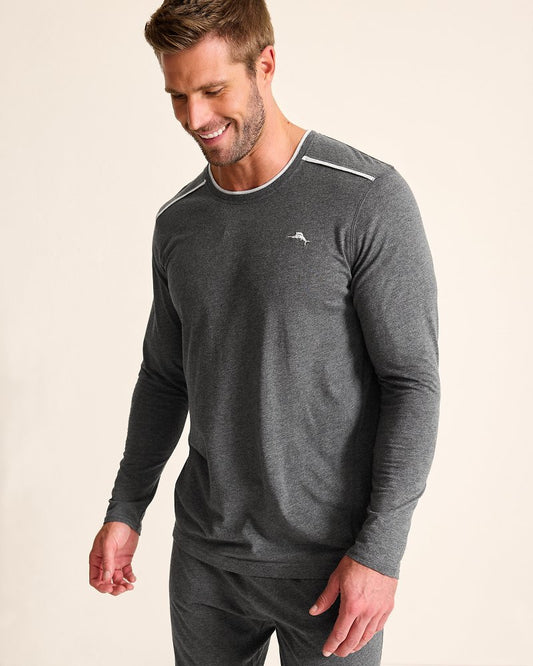 Tommy Bahama | Big & Tall Jersey Long-Sleeve Crewneck T-Shirt / Heather Charcoal Grey