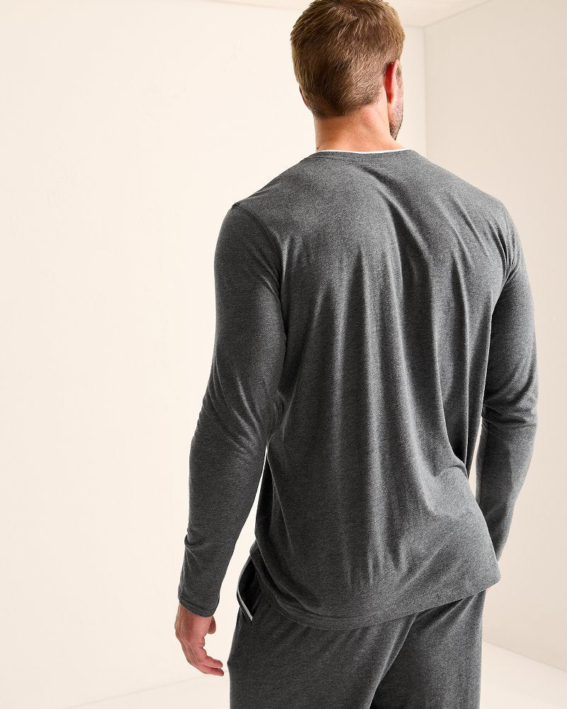 Tommy Bahama | Big & Tall Jersey Long-Sleeve Crewneck T-Shirt / Heather Charcoal Grey