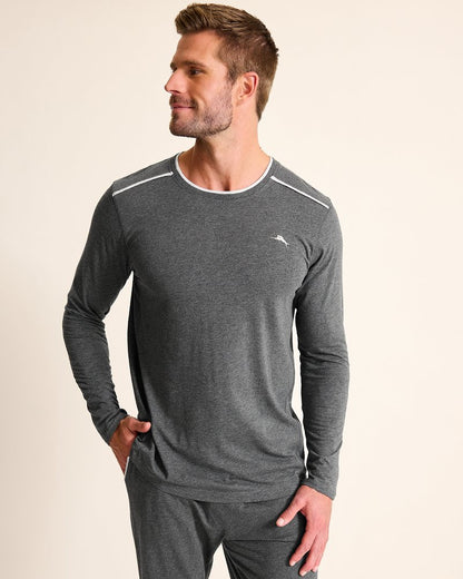 Tommy Bahama | Big & Tall Jersey Long-Sleeve Crewneck T-Shirt / Heather Charcoal Grey
