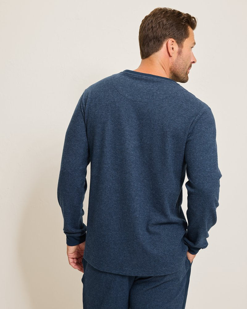 Tommy Bahama | Big & Tall Textured Twill Stripe Crew Long-Sleeve Top / Dark Moonlight