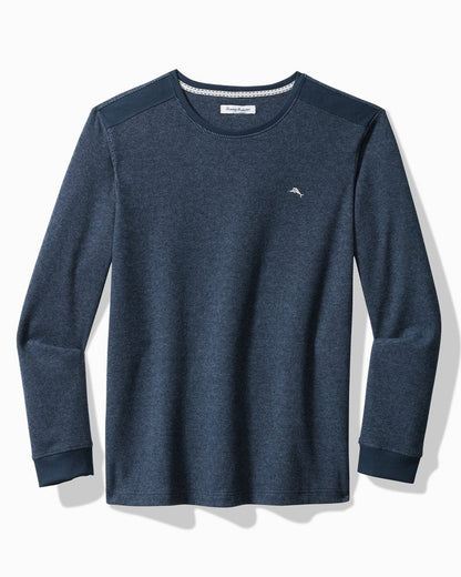 Tommy Bahama | Big & Tall Textured Twill Stripe Crew Long-Sleeve Top / Dark Moonlight