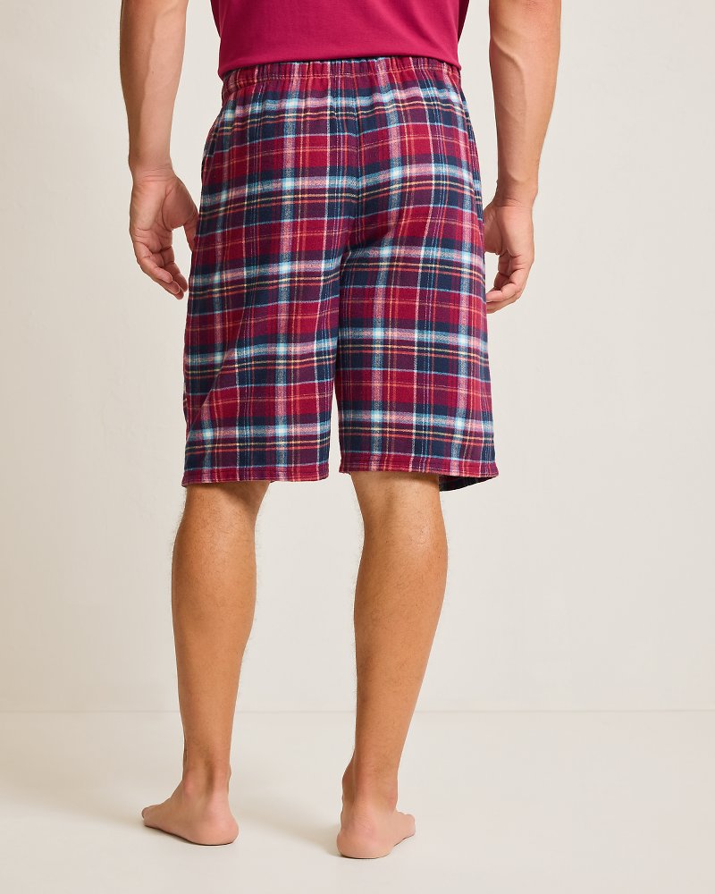 Tommy Bahama | Big & Tall Flannel Plaid Pajama Shorts / Beet Red