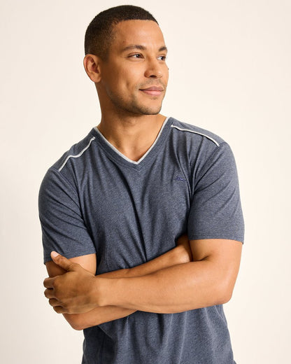 Tommy Bahama | Jersey Short-Sleeve V-Neck T-Shirt / Heathered Blue
