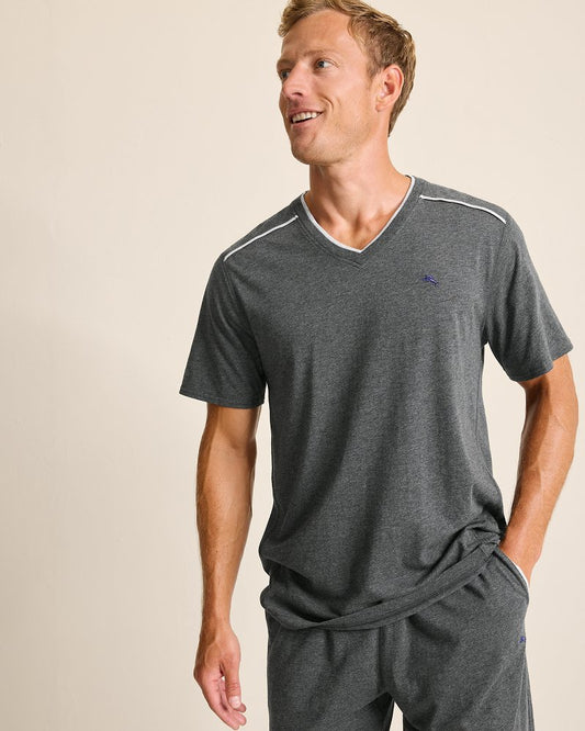 Tommy Bahama | Jersey Short-Sleeve V-Neck T-Shirt / Heather Charcoal Grey