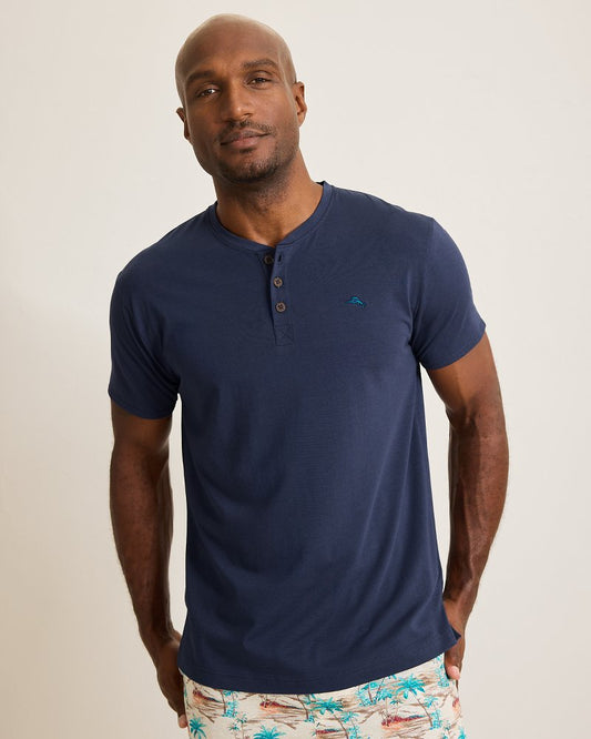 Tommy Bahama | Big & Tall Jersey Short-Sleeve Henley / Peacoat Navy
