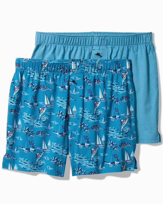 Tommy Bahama | Cotton Knit Marlin Print Boxers — 2-Pack / Slate Teal