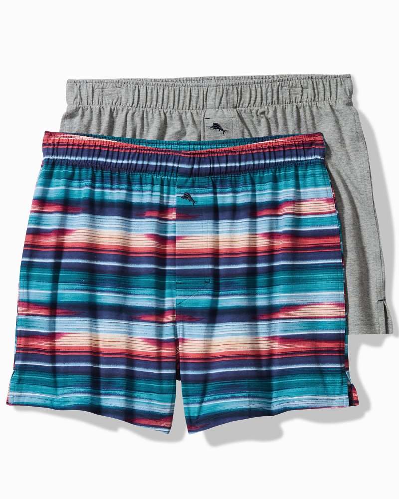 Tommy Bahama | Tropical Print & Solid Knit Boxers—2-Pack / Dark Navy