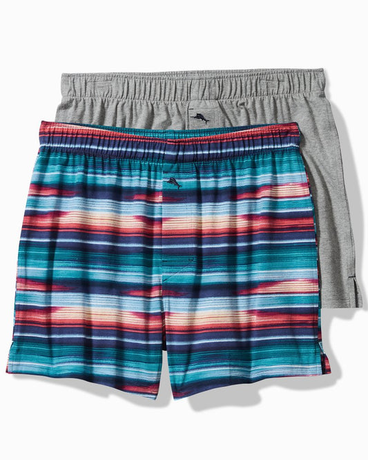 Tommy Bahama | Tropical Print & Solid Knit Boxers—2-Pack / Dark Navy