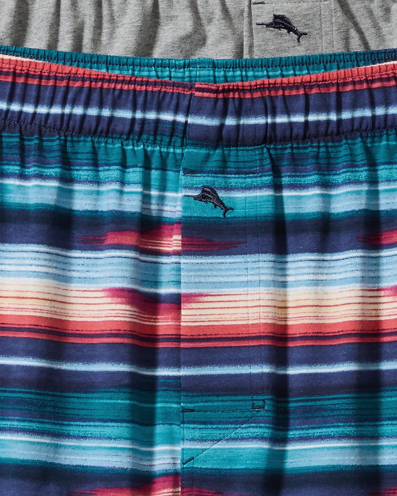 Tommy Bahama | Tropical Print & Solid Knit Boxers—2-Pack / Dark Navy