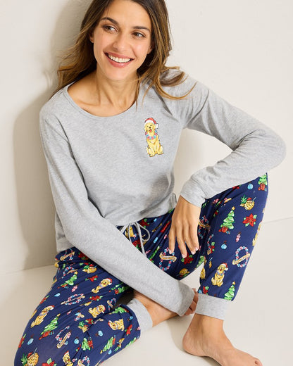 Tommy Bahama | Holiday Dog Long Sleeve & Pants Family Pajama Set / Island Navy