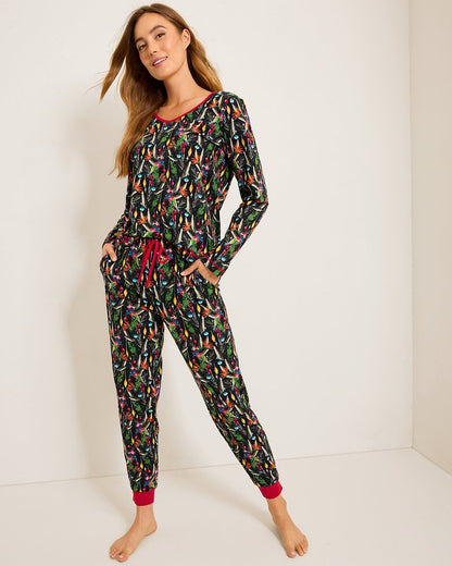 Tommy Bahama | Holiday Parrot V-Neck & Pants Family Pajama Set / Poinsettia Red