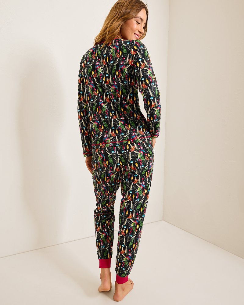Tommy Bahama | Holiday Parrot V-Neck & Pants Family Pajama Set / Poinsettia Red