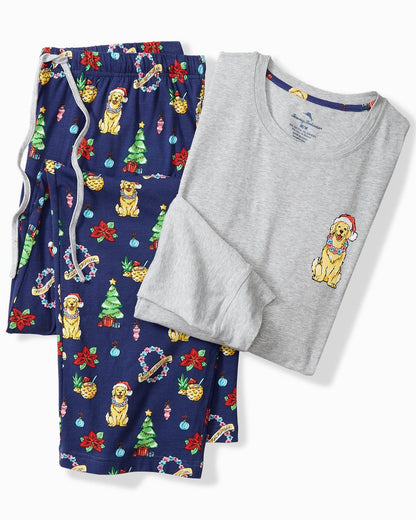 Tommy Bahama | Holiday Dog Long Sleeve & Pants Pajama Set / Island Navy