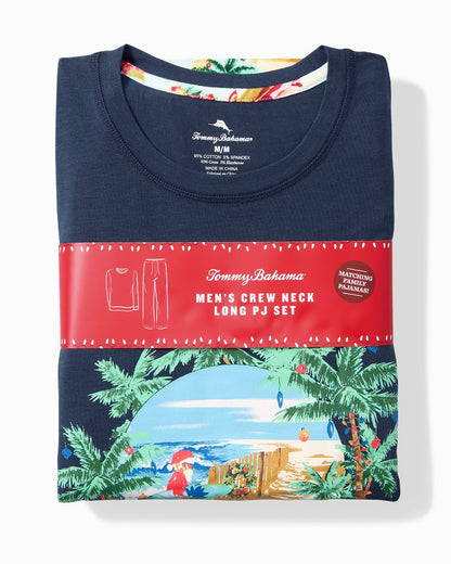 Tommy Bahama | Big & Tall Holiday Santa Long Sleeve & Pants Pajama Set / Aqua Ice