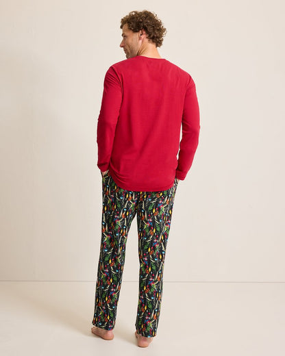 Tommy Bahama | Holiday Parrot Henley & Pants Pajama Set / Poinsettia Red