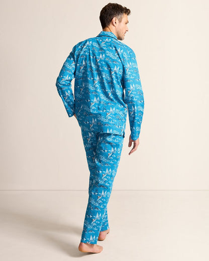 Tommy Bahama | Woven Long Sleeve & Pants Pajama Set / Slate Teal