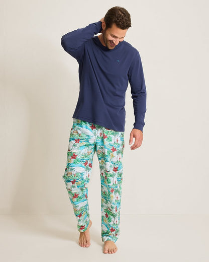 Tommy Bahama | Big & Tall Jersey Long Sleeve & Pants Pajama Set / Big Sky Blue