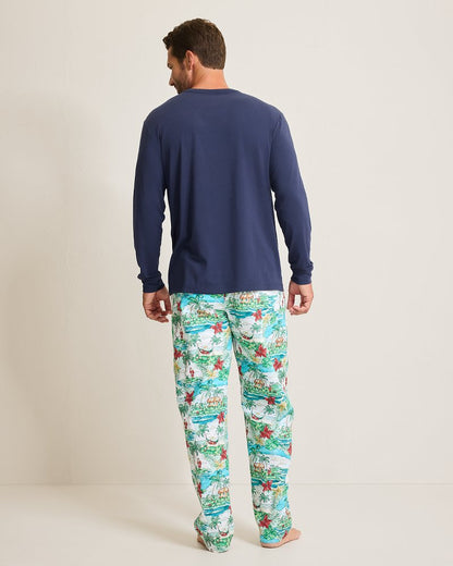 Tommy Bahama | Big & Tall Jersey Long Sleeve & Pants Pajama Set / Big Sky Blue