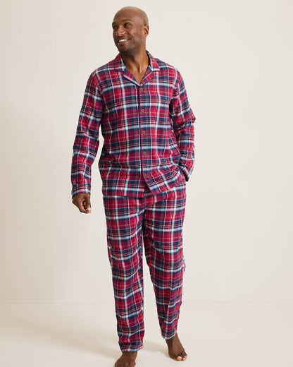 Tommy Bahama | Big & Tall Flannel Long Sleeve & Pants Pajama Set / Beet Red