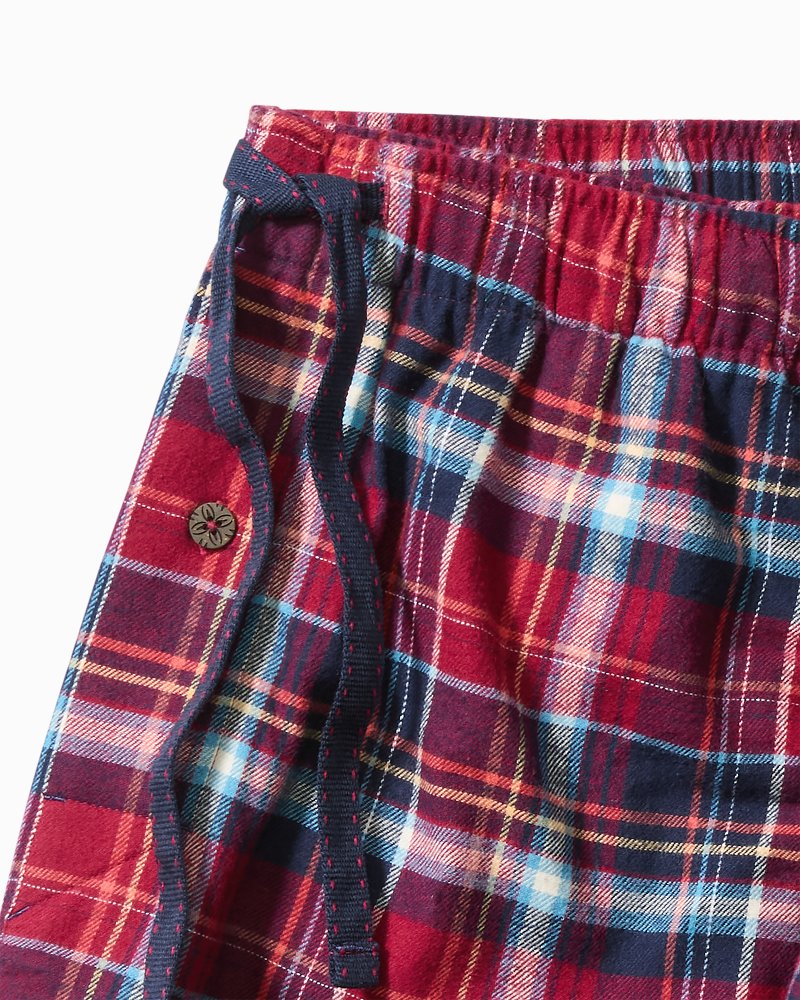 Tommy Bahama | Big & Tall Flannel Long Sleeve & Pants Pajama Set / Beet Red