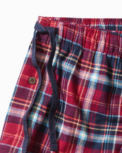 Tommy Bahama | Big & Tall Flannel Long Sleeve & Pants Pajama Set / Beet Red
