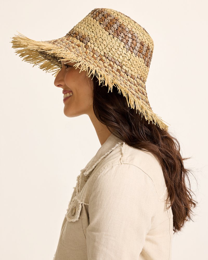 Tommy Bahama | Waverly Frayed Edge Raffia Sun Hat / Brown