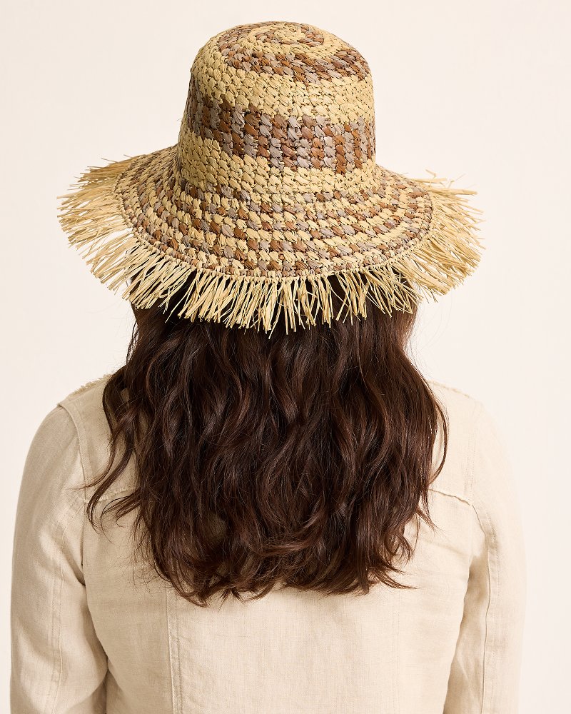 Tommy Bahama | Waverly Frayed Edge Raffia Sun Hat / Brown