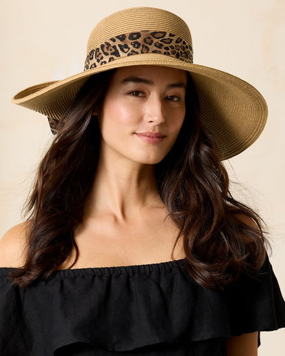 Tommy Bahama | Ultra-Braid Fold Back Bow Hat / Leopard