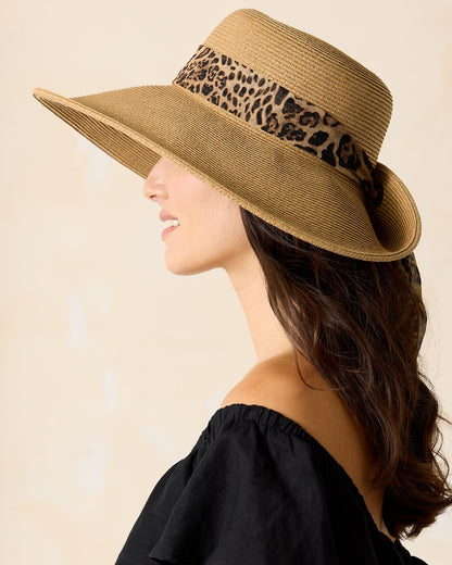 Tommy Bahama | Ultra-Braid Fold Back Bow Hat / Leopard