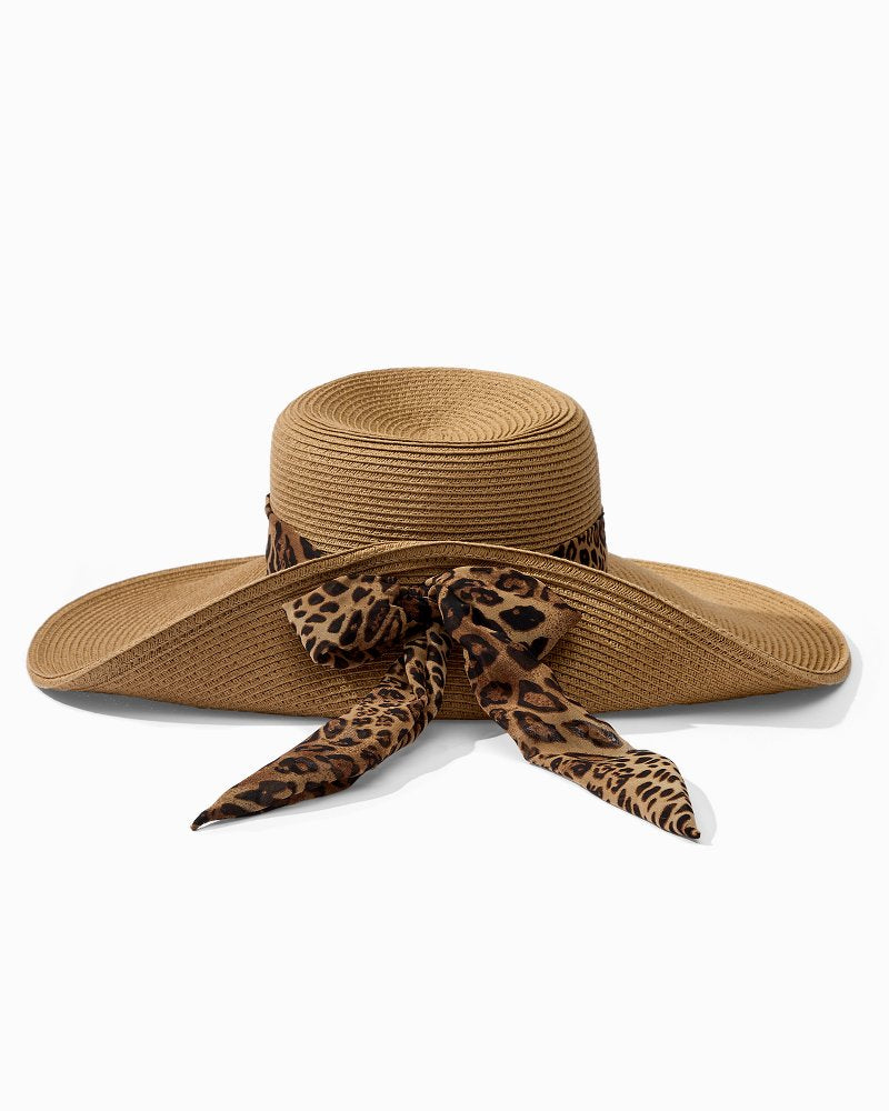 Tommy Bahama | Ultra-Braid Fold Back Bow Hat / Leopard