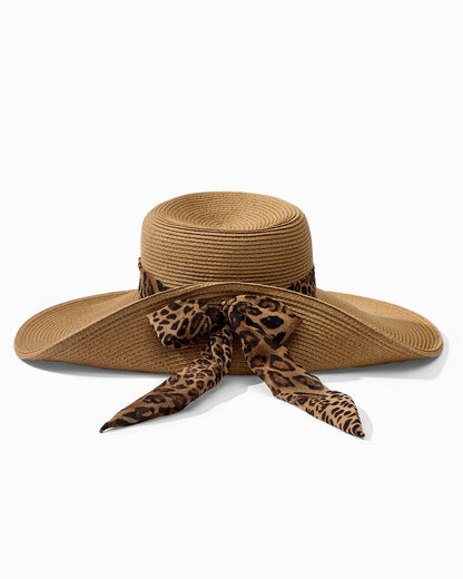 Tommy Bahama | Ultra-Braid Fold Back Bow Hat / Leopard