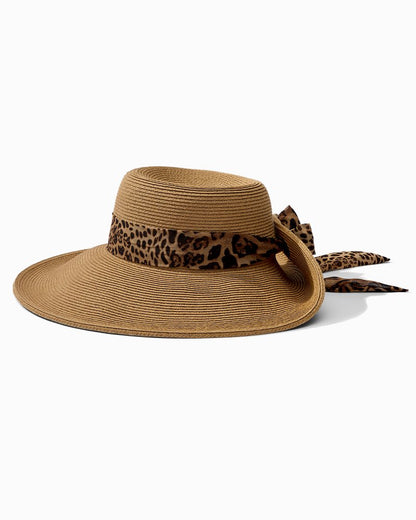 Tommy Bahama | Ultra-Braid Fold Back Bow Hat / Leopard