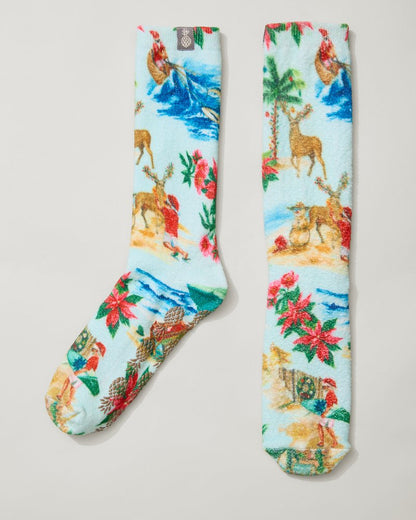 Tommy Bahama | Island Soft® Holiday Santa Socks / Lt Sky Blue