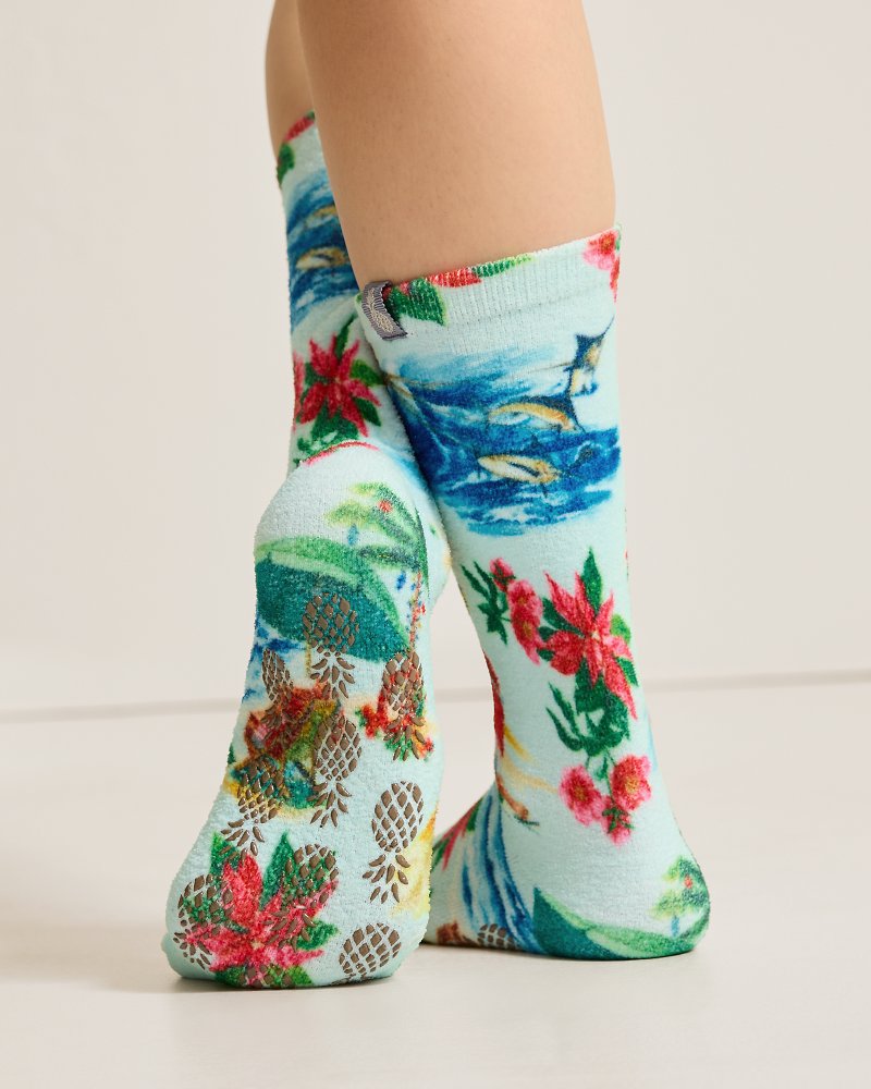 Tommy Bahama | Island Soft® Holiday Santa Socks / Lt Sky Blue