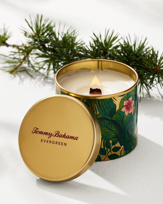 Tommy Bahama | Evergreen 10.6-oz. Floral Embossed Candle Tin / Evergreen