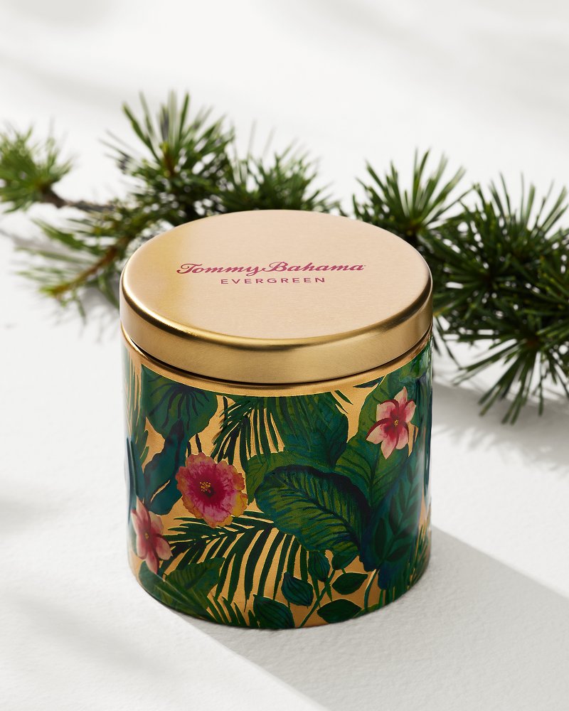 Tommy Bahama | Evergreen 10.6-oz. Floral Embossed Candle Tin / Evergreen