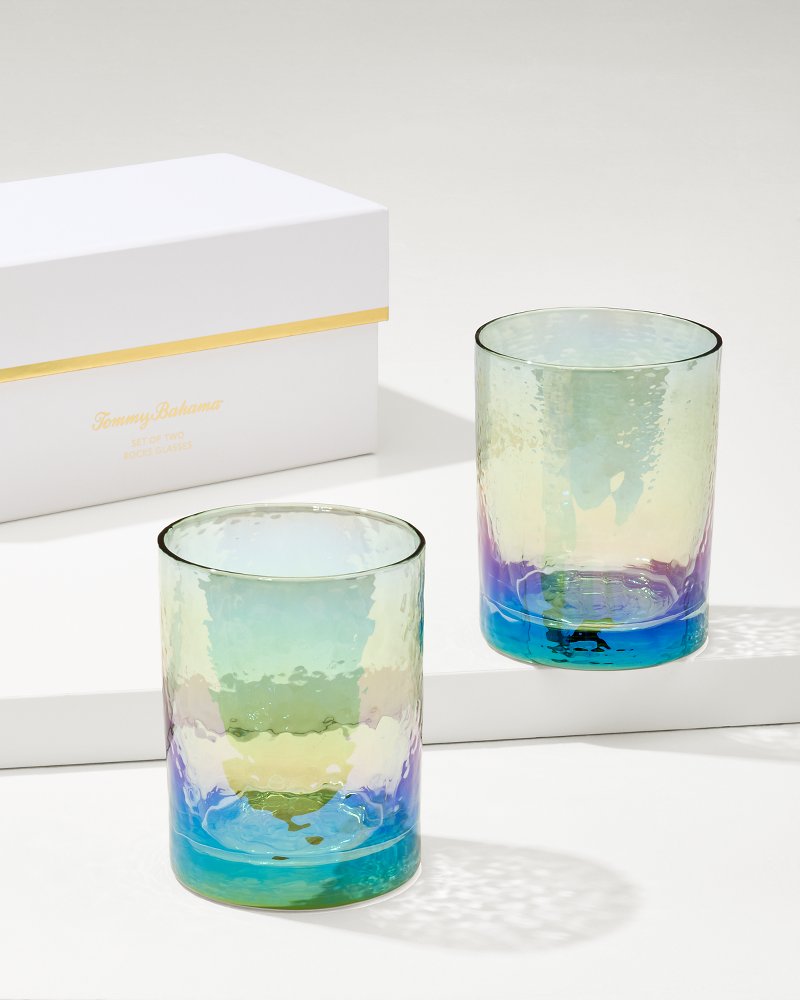 Tommy Bahama | Luster Rocks Glasses — Set of 2 / Light Blue